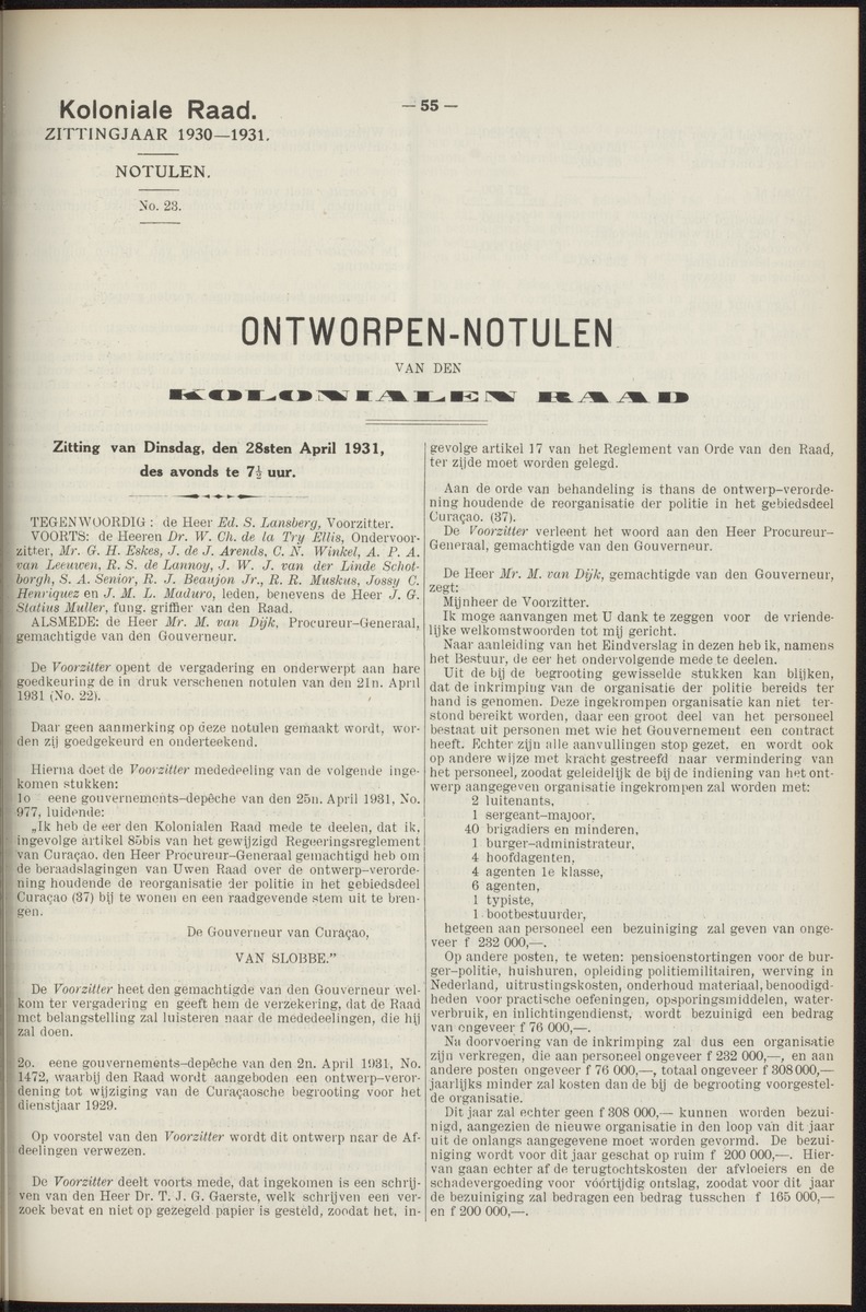 Notulen der zittingen - 