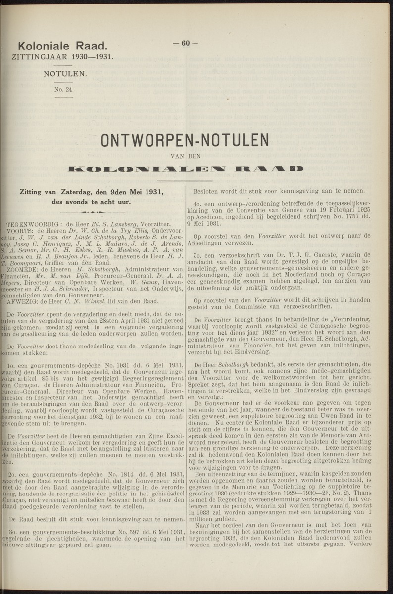 Notulen der zittingen - 