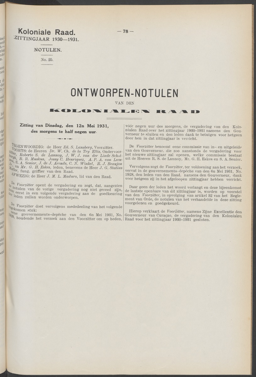 Notulen der zittingen - 