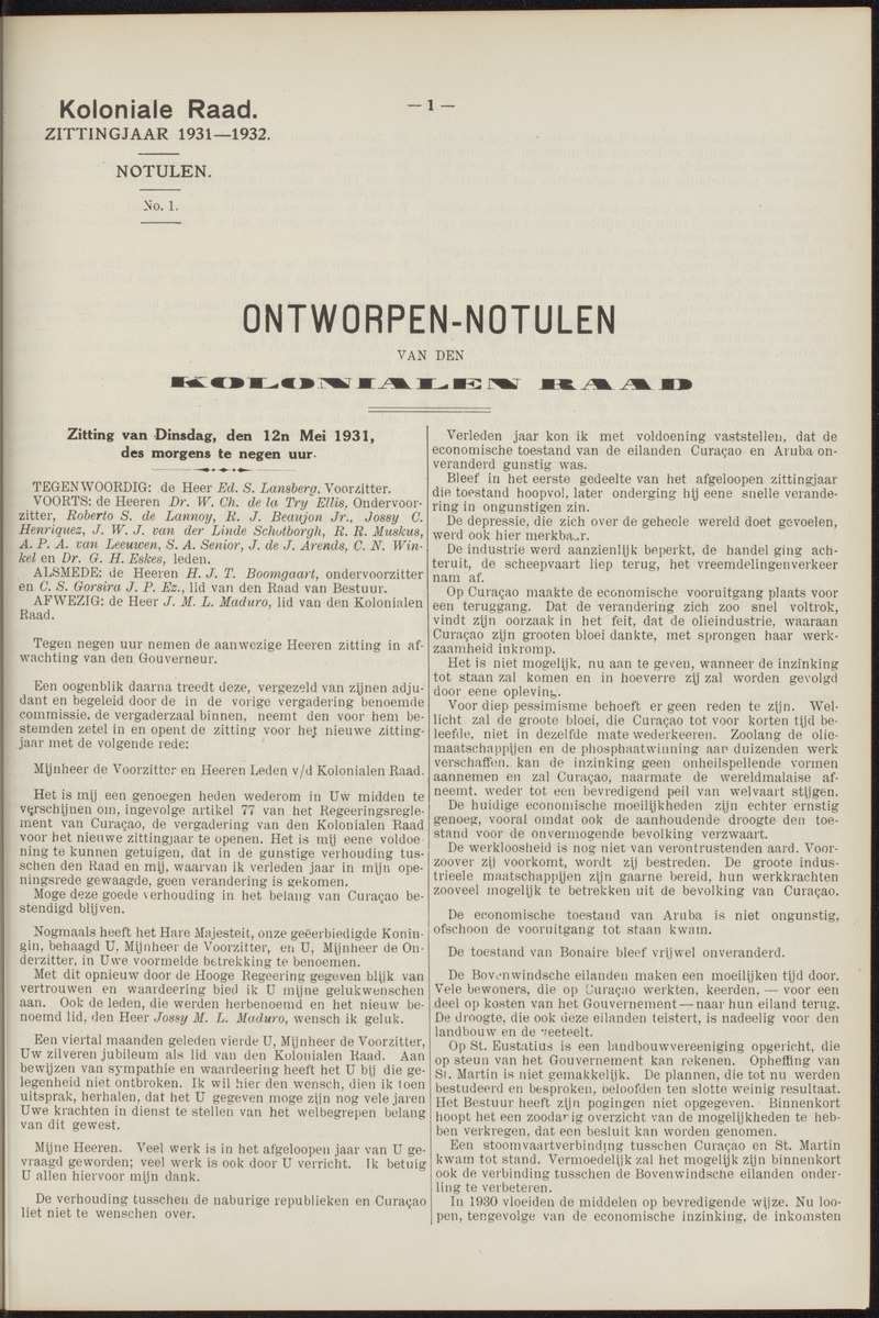Notulen der zittingen - 