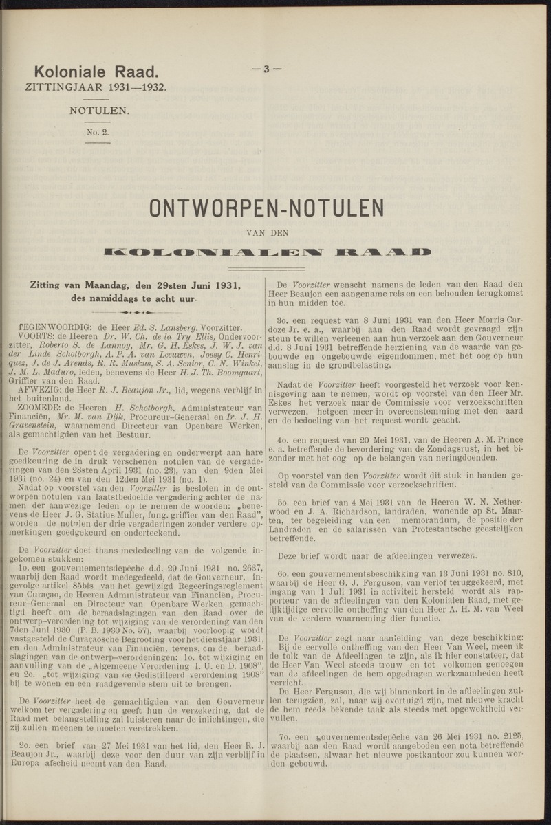 Notulen der zittingen - 