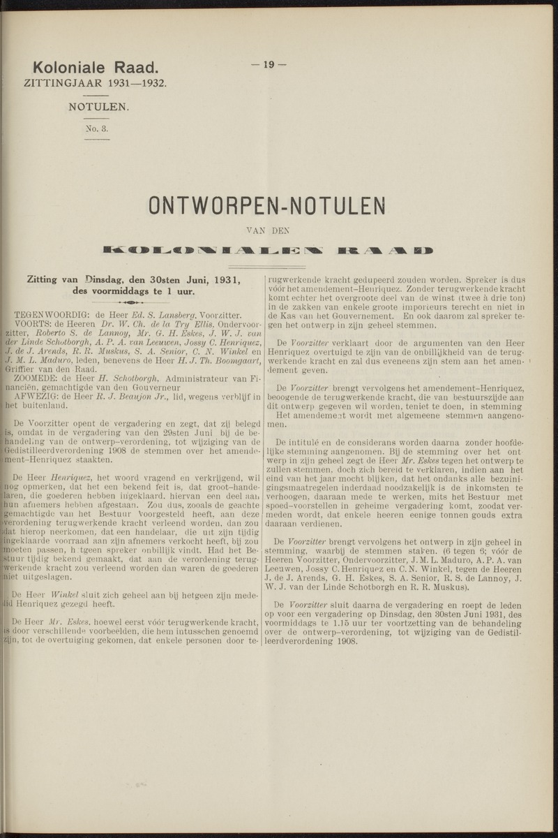 Notulen der zittingen - 