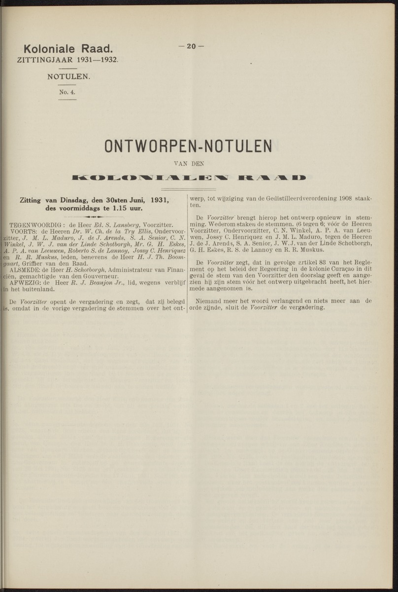 Notulen der zittingen - 