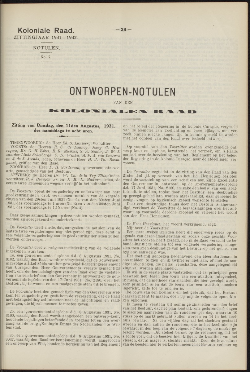 Notulen der zittingen - 