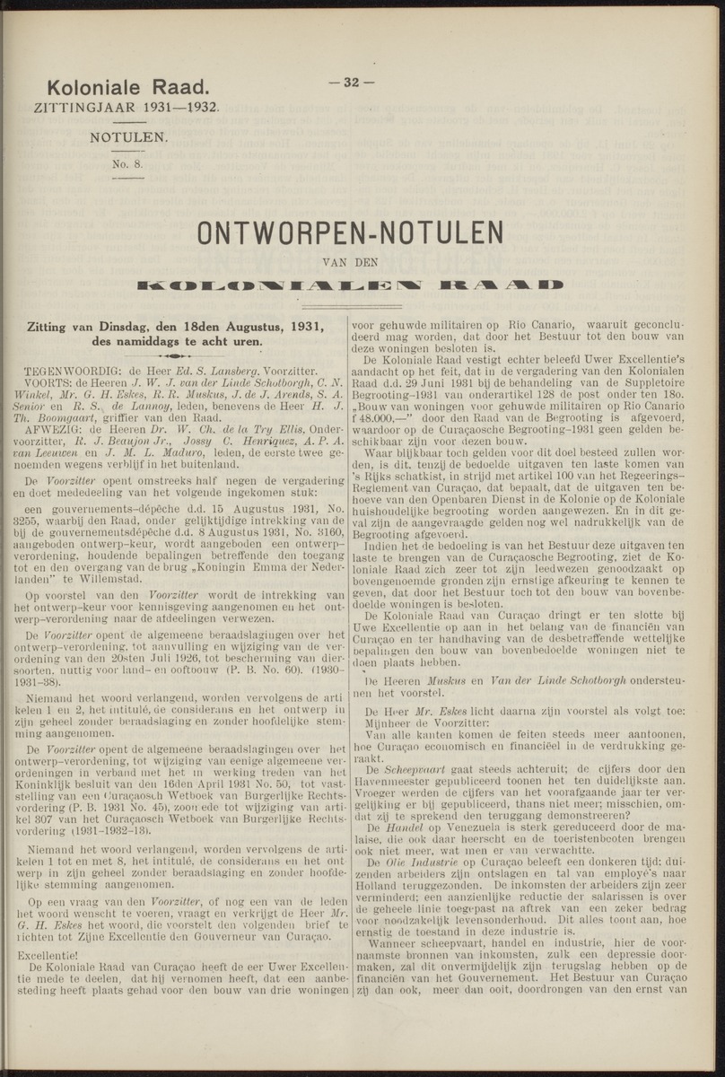 Notulen der zittingen - 