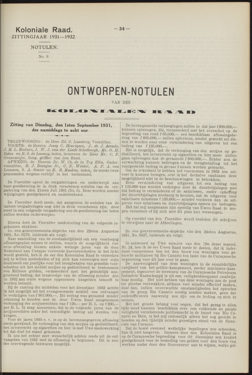Notulen der zittingen - 