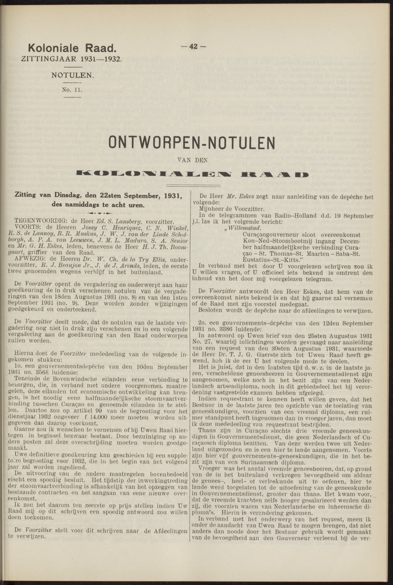 Notulen der zittingen - 