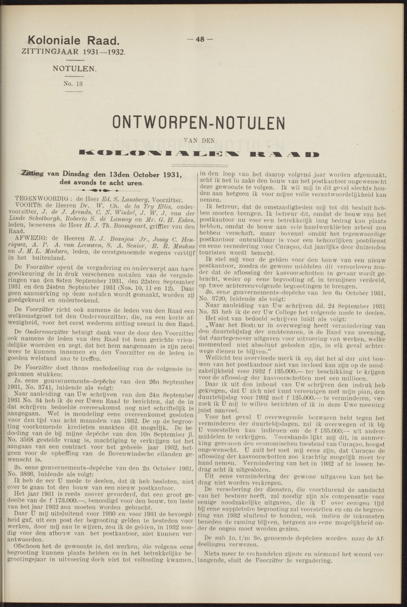 Notulen der zittingen - 