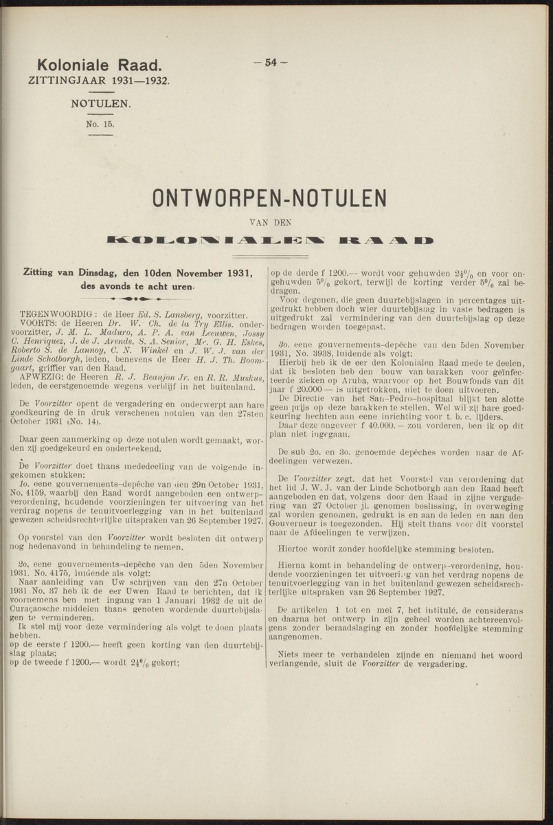 Notulen der zittingen - 