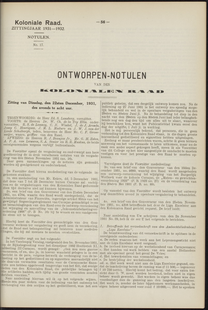 Notulen der zittingen - 