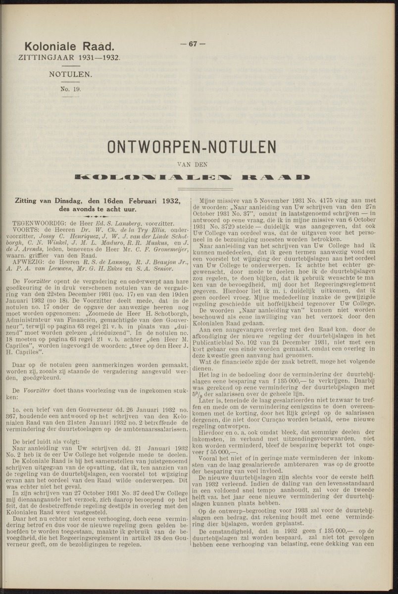 Notulen der zittingen - 