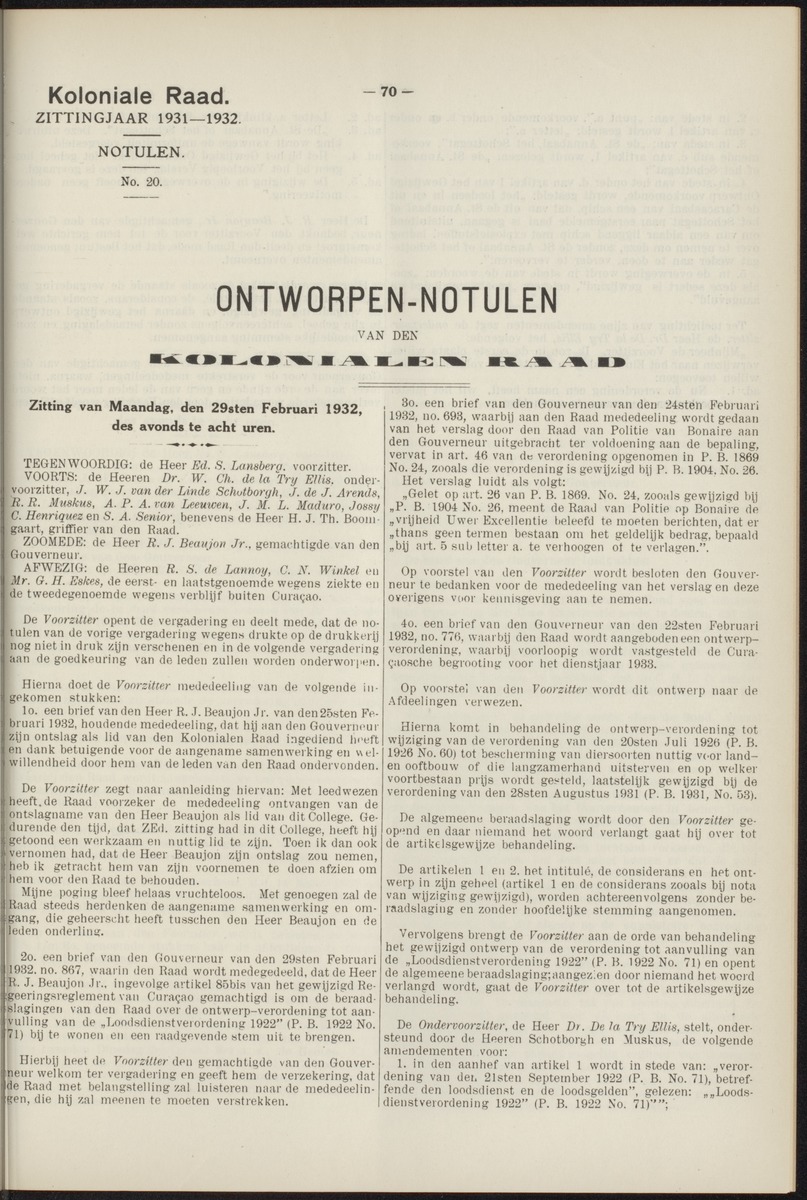 Notulen der zittingen - 