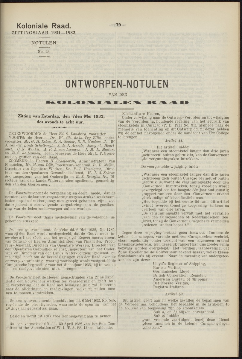 Notulen der zittingen - 