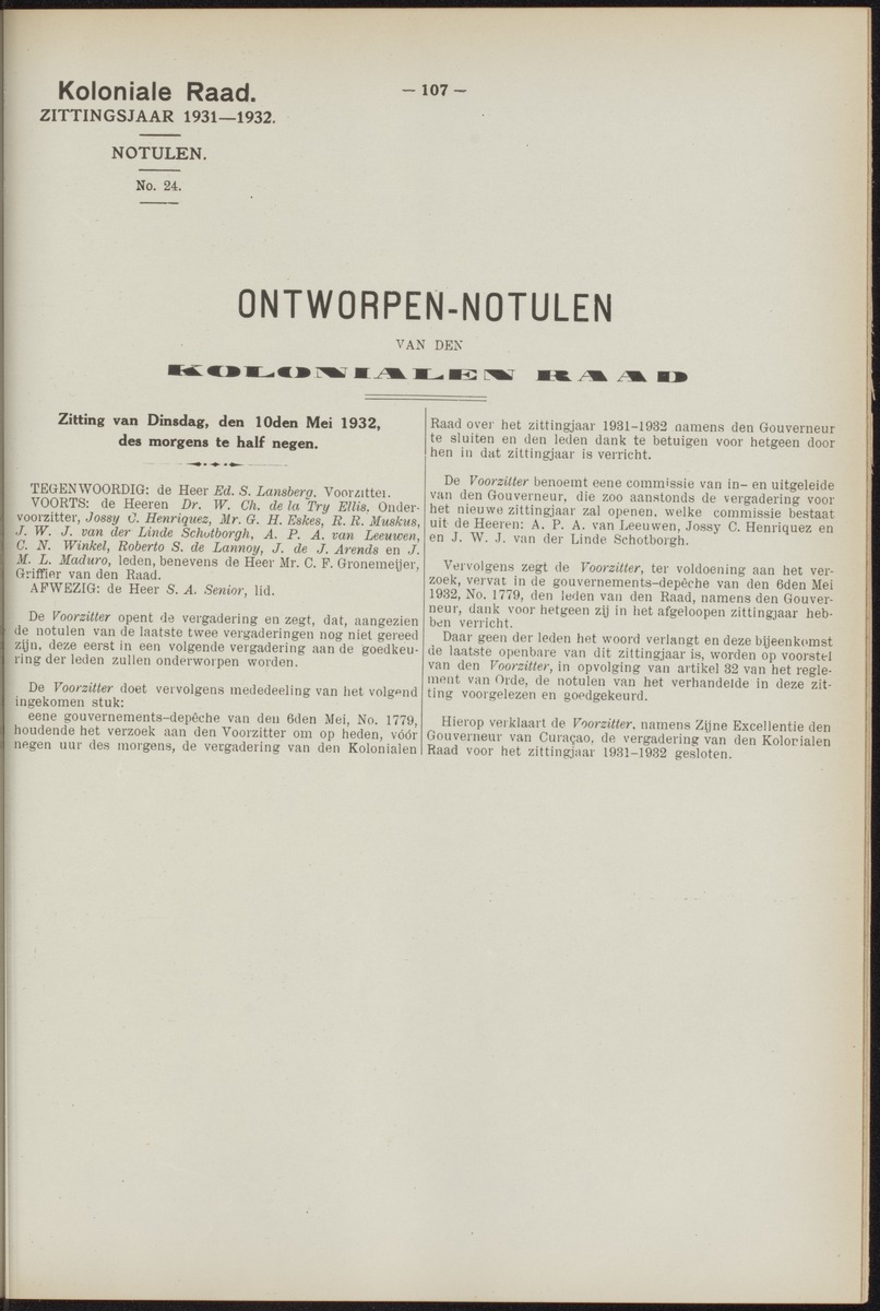 Notulen der zittingen - 