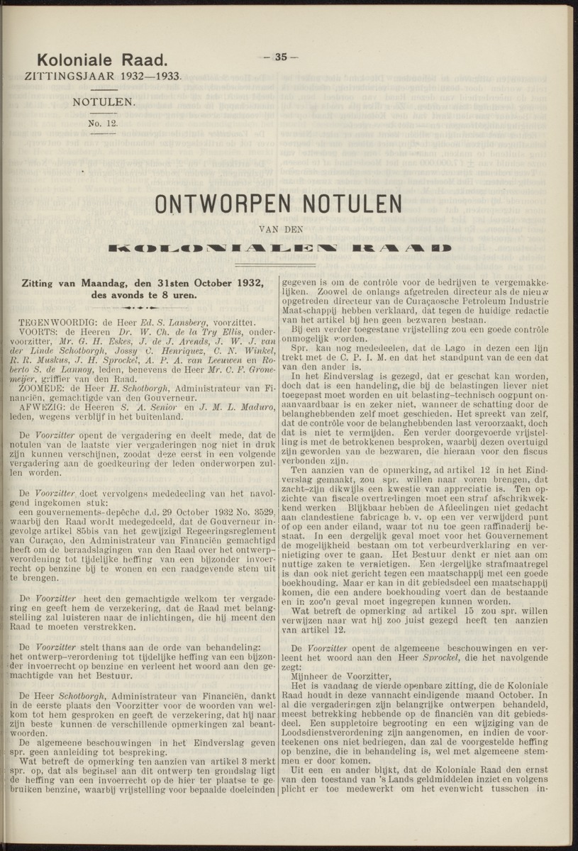 Notulen der zittingen - 