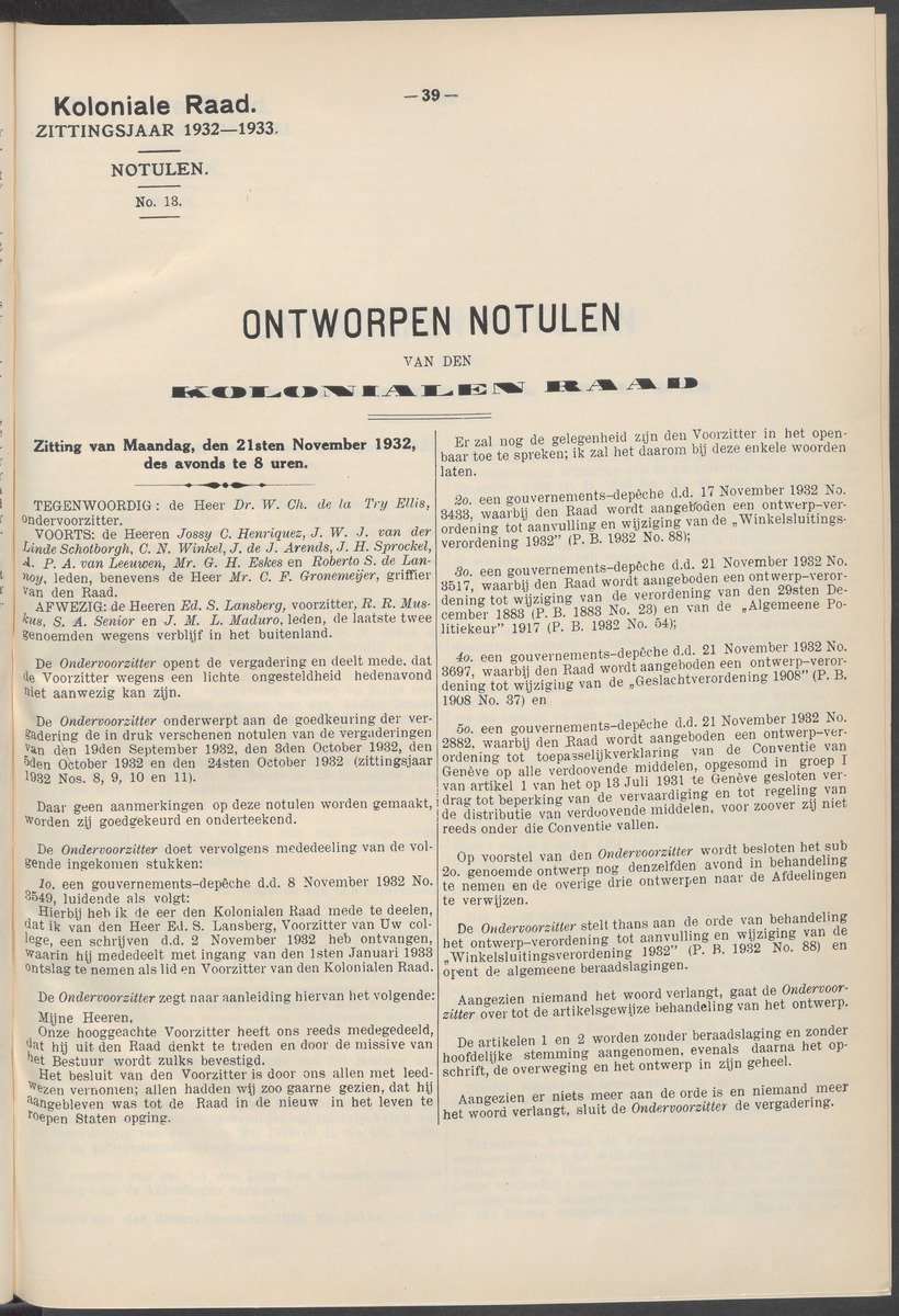 Notulen der zittingen - 