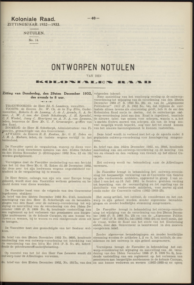 Notulen der zittingen - 