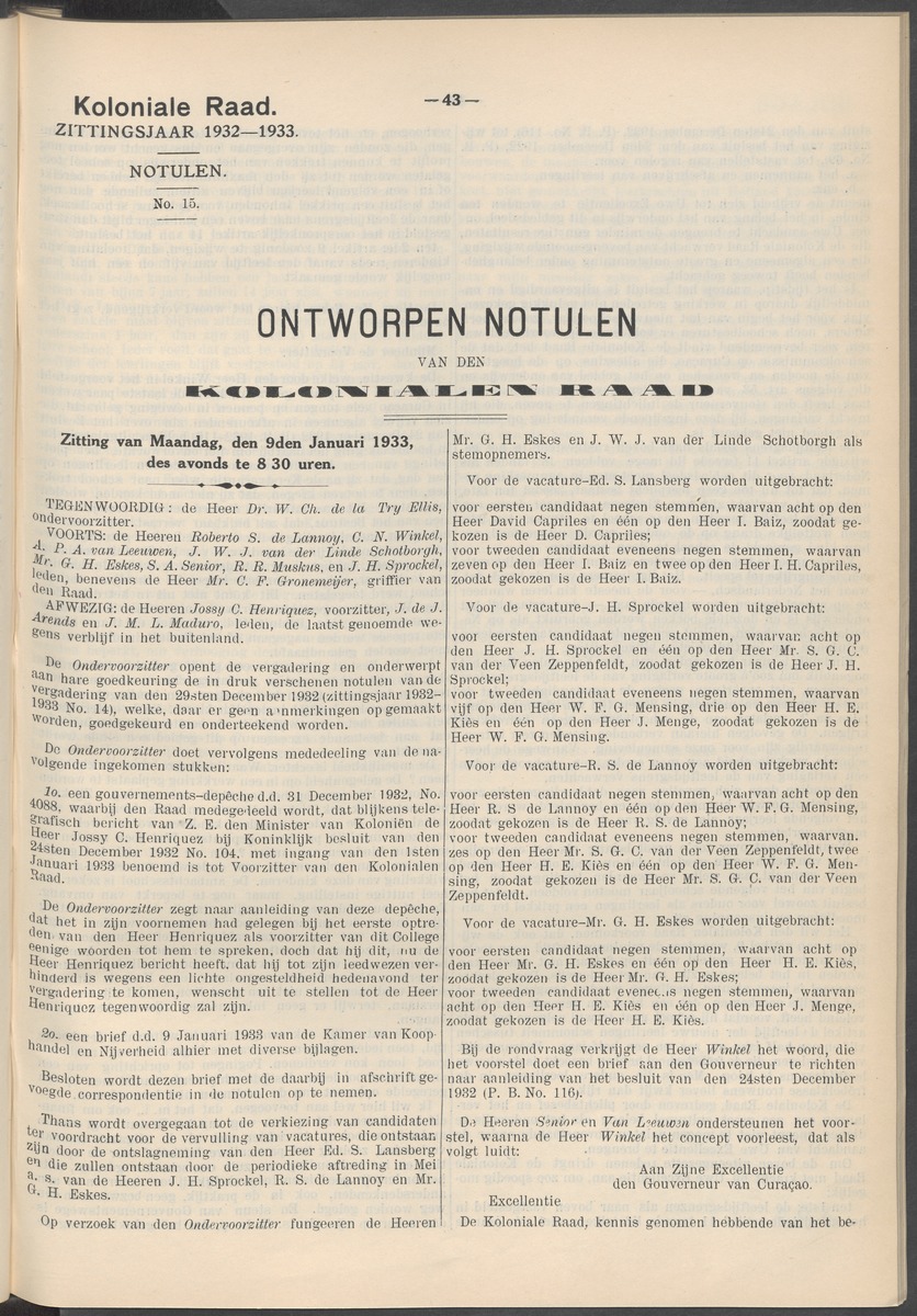 Notulen der zittingen - 