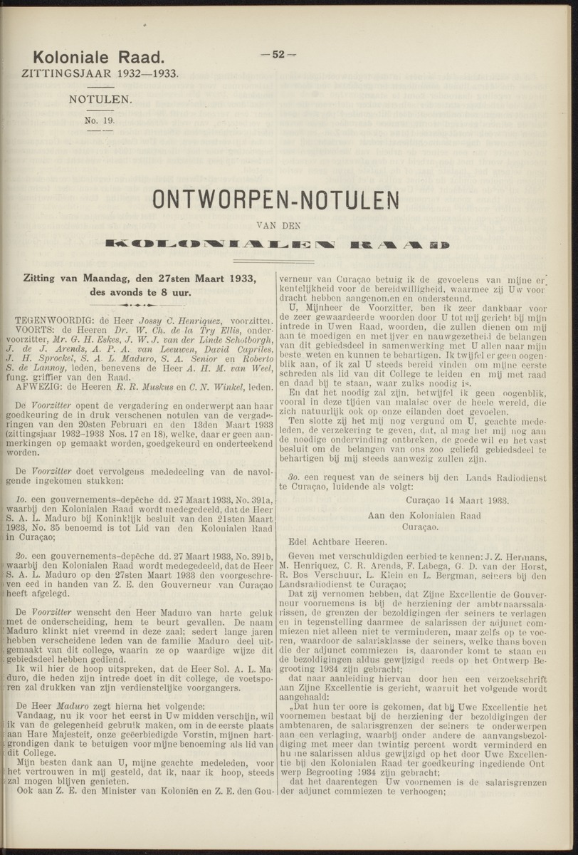 Notulen der zittingen - 