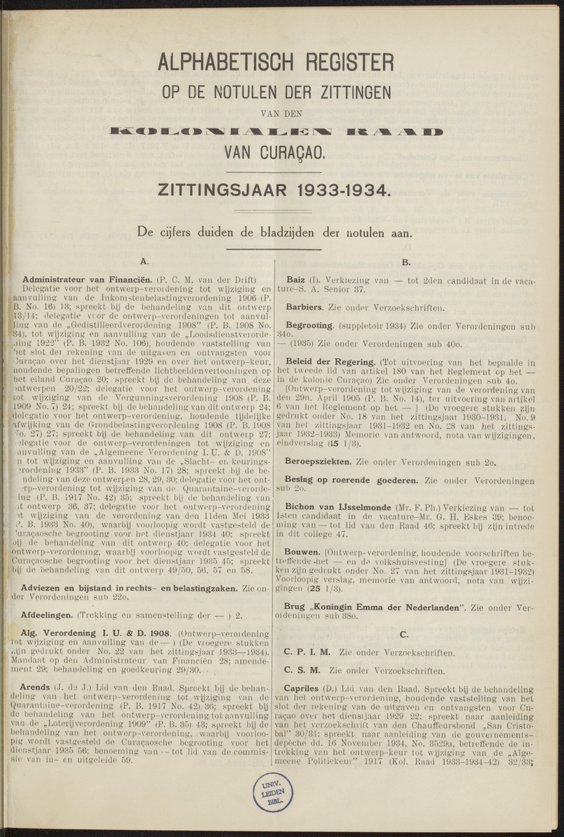 Notulen der zittingen - 