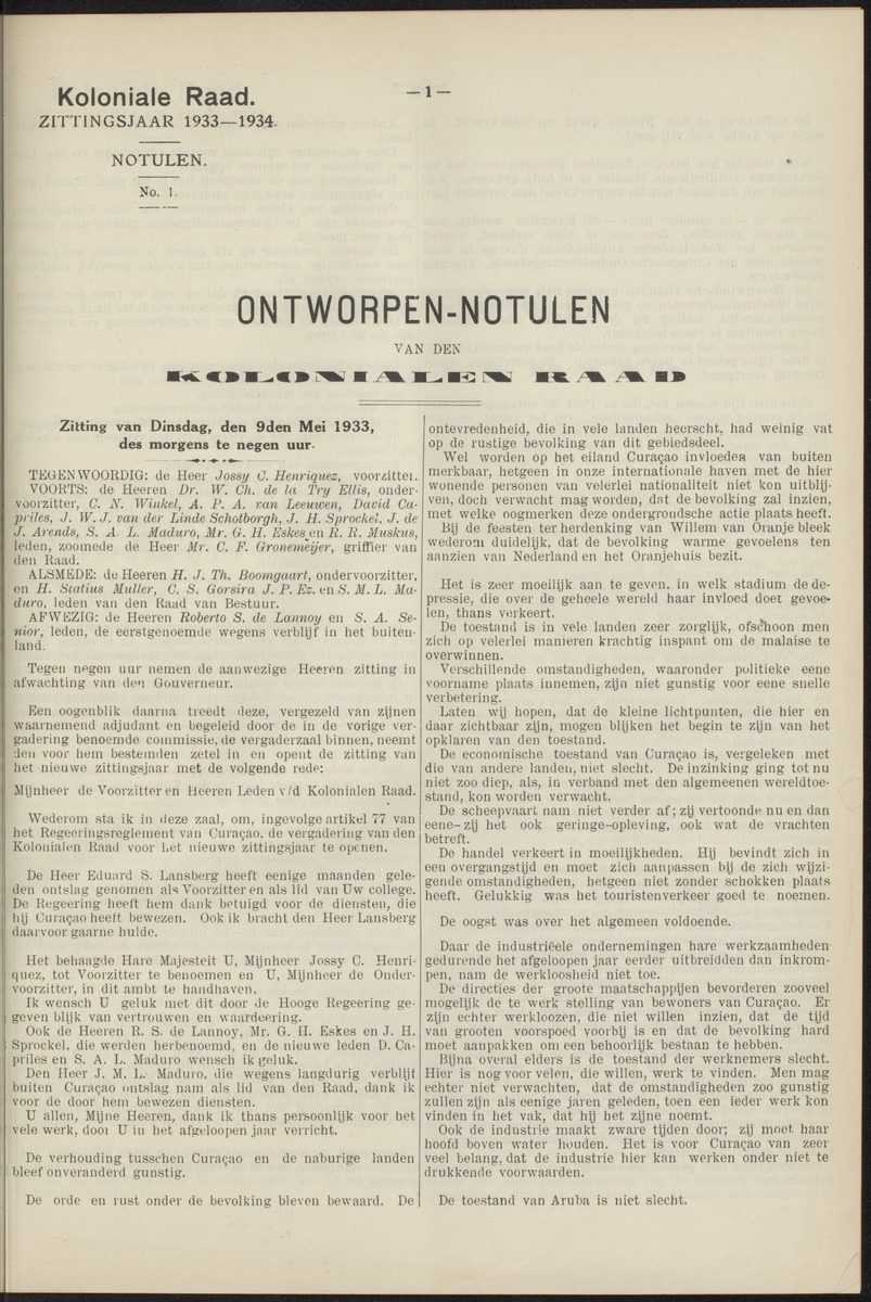 Notulen der zittingen - 