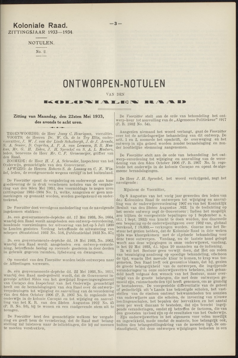 Notulen der zittingen - 
