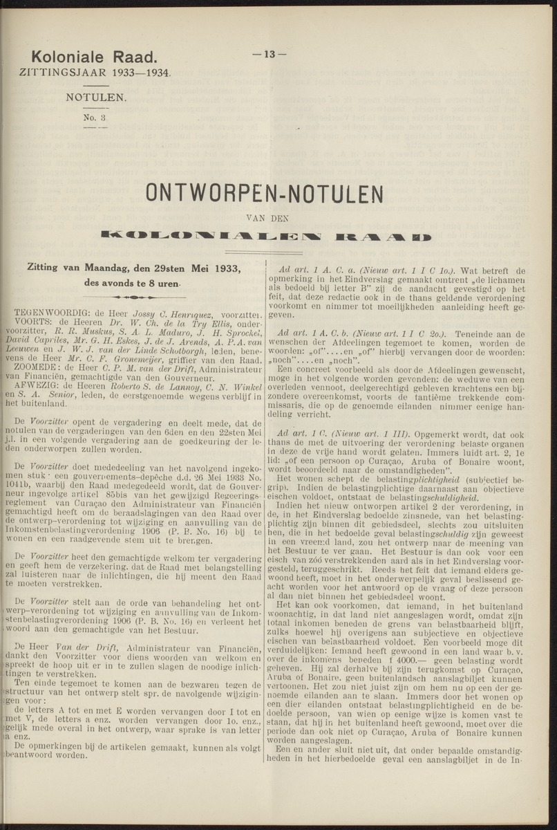 Notulen der zittingen - 