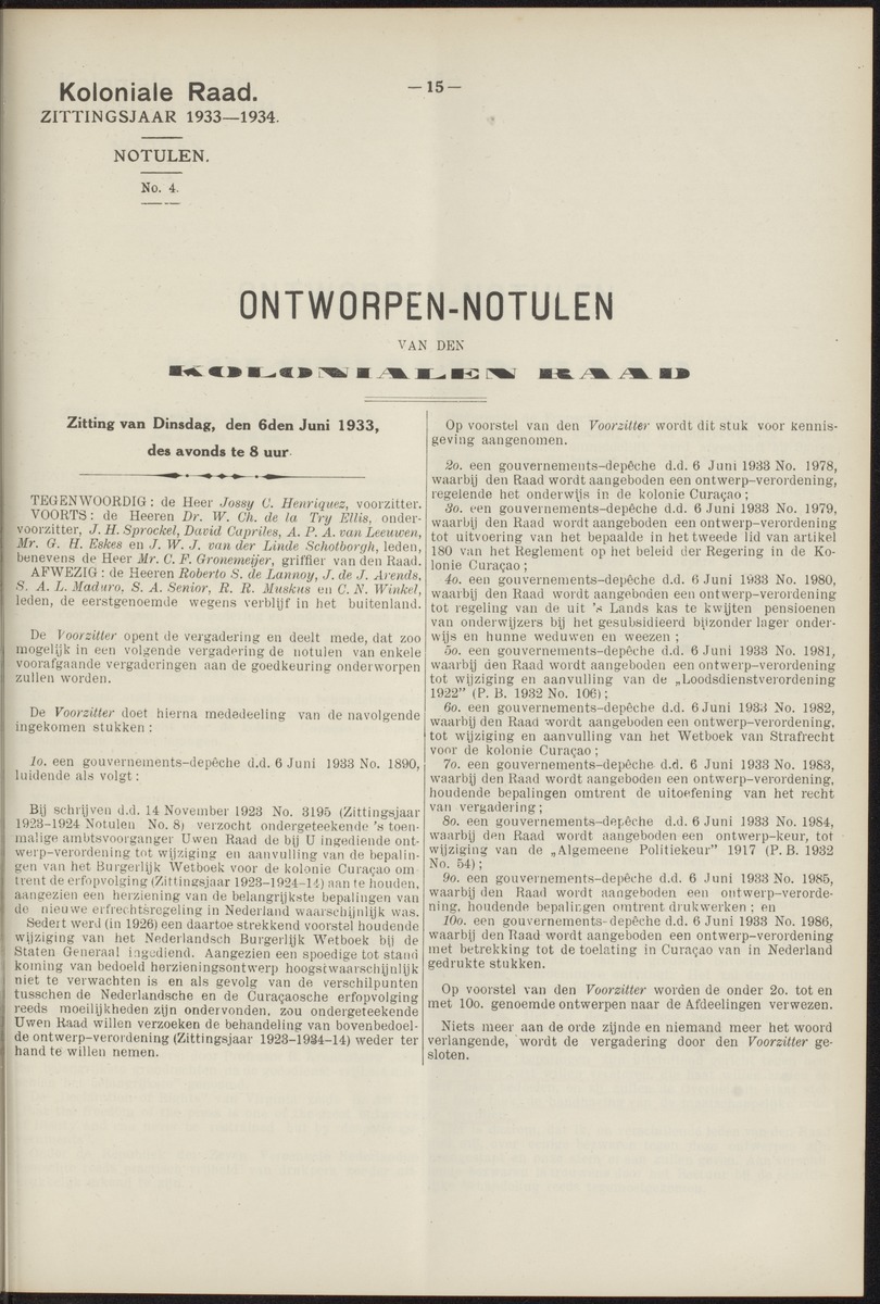 Notulen der zittingen - 
