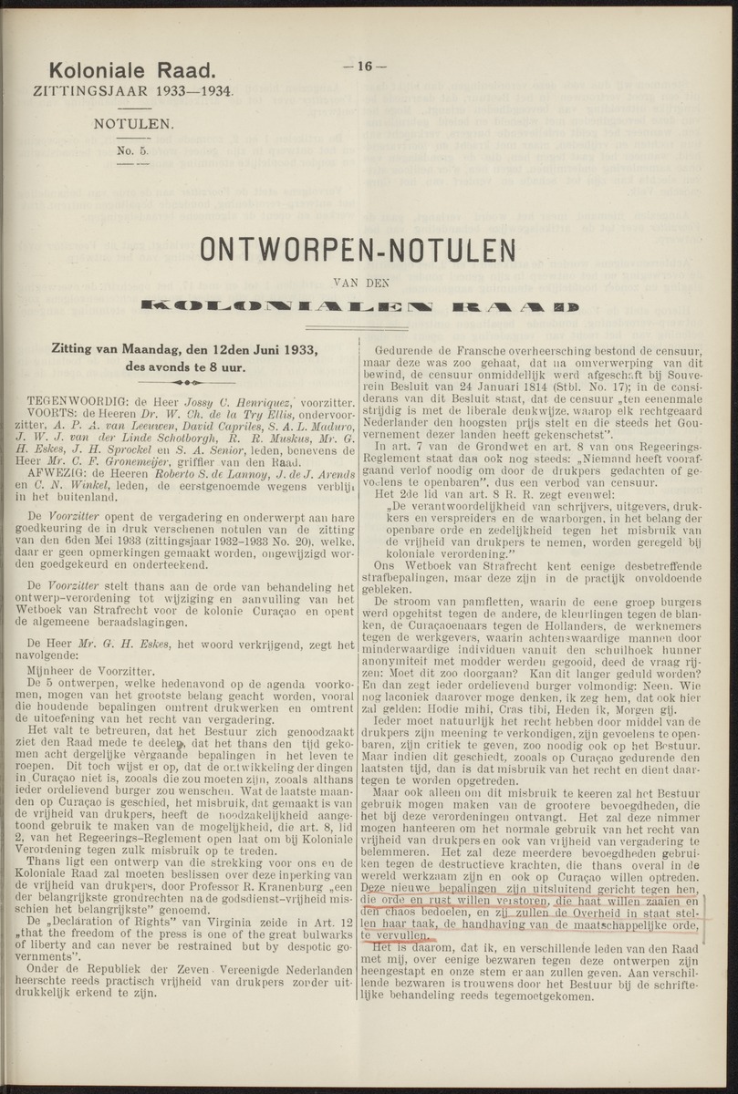 Notulen der zittingen - 