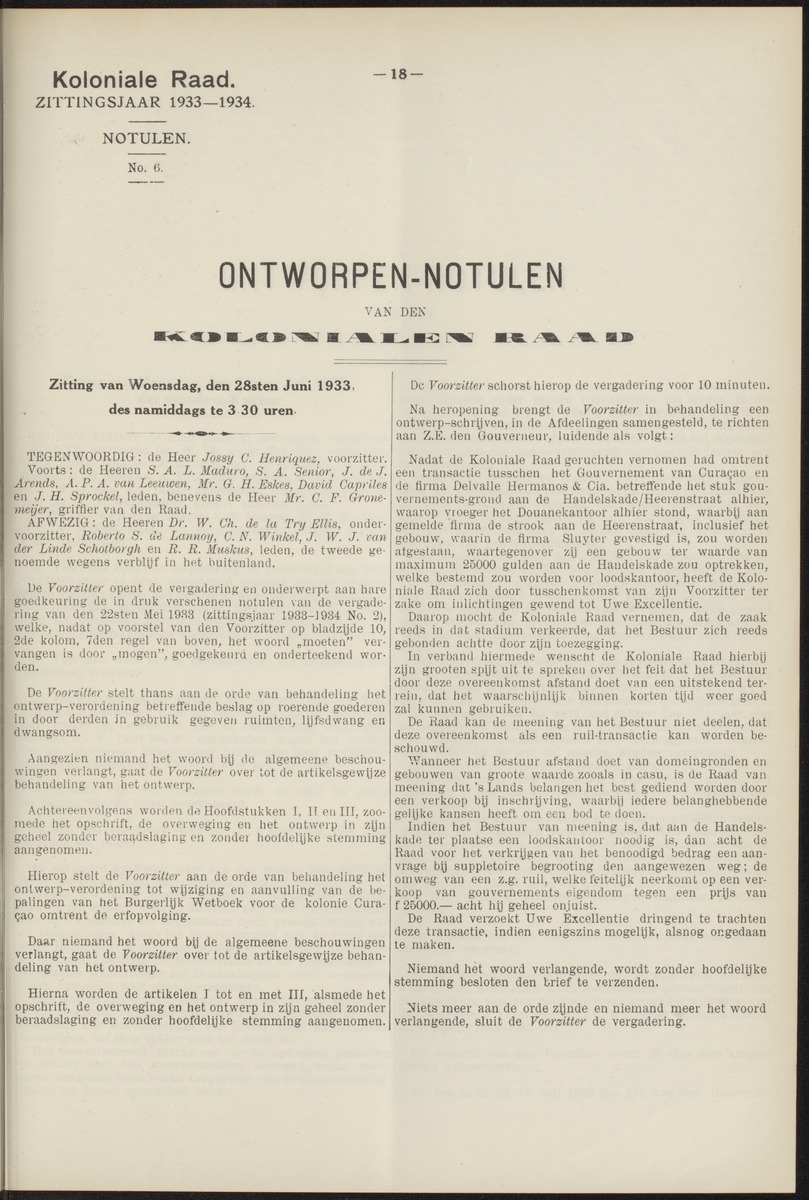 Notulen der zittingen - 