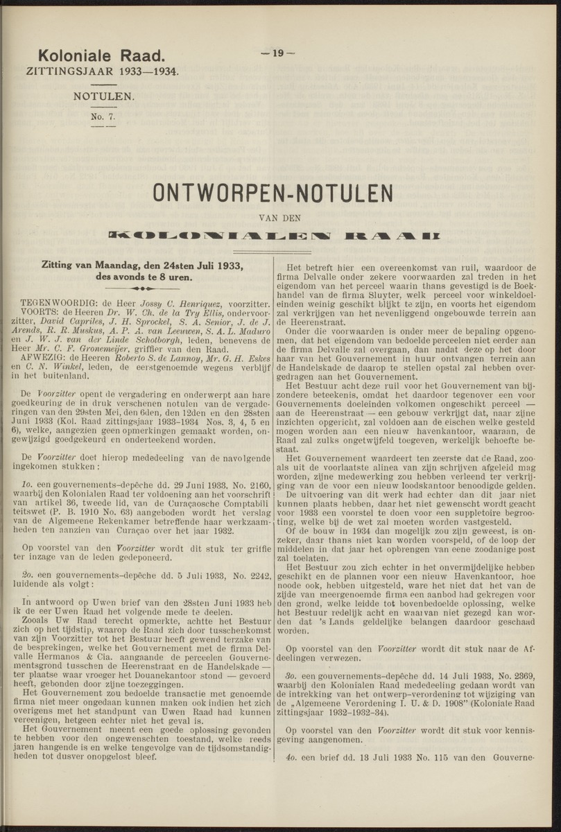 Notulen der zittingen - 