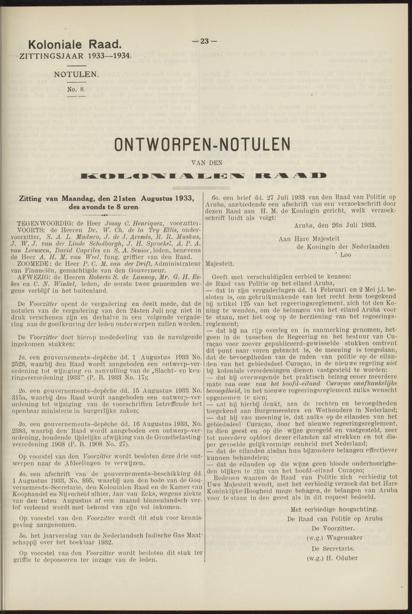 Notulen der zittingen - 