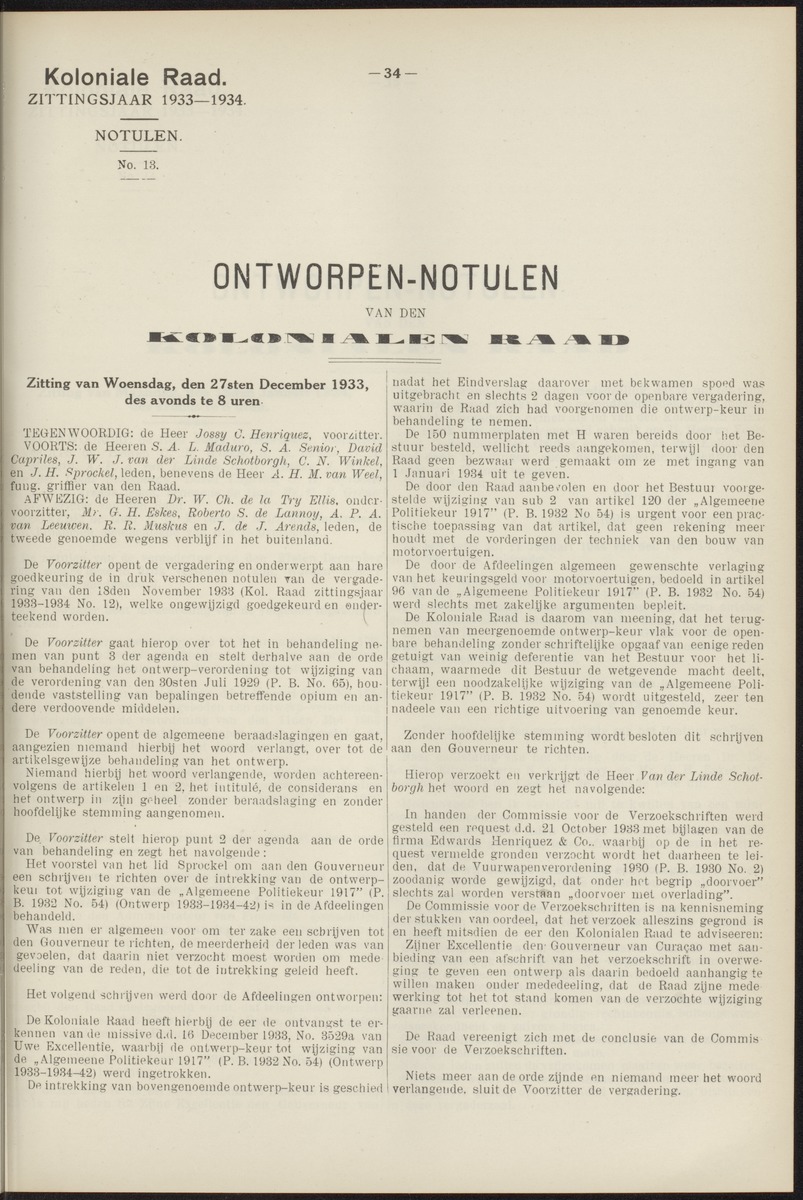 Notulen der zittingen - 