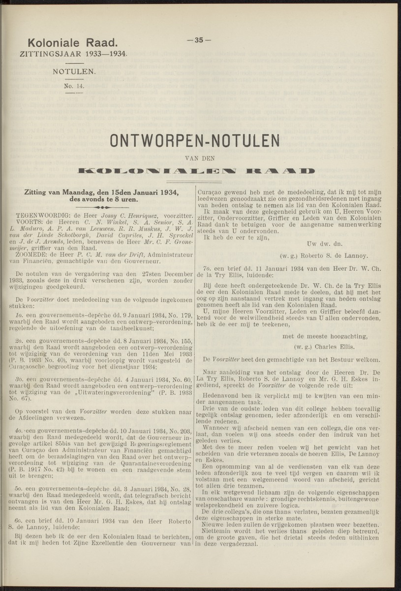 Notulen der zittingen - 