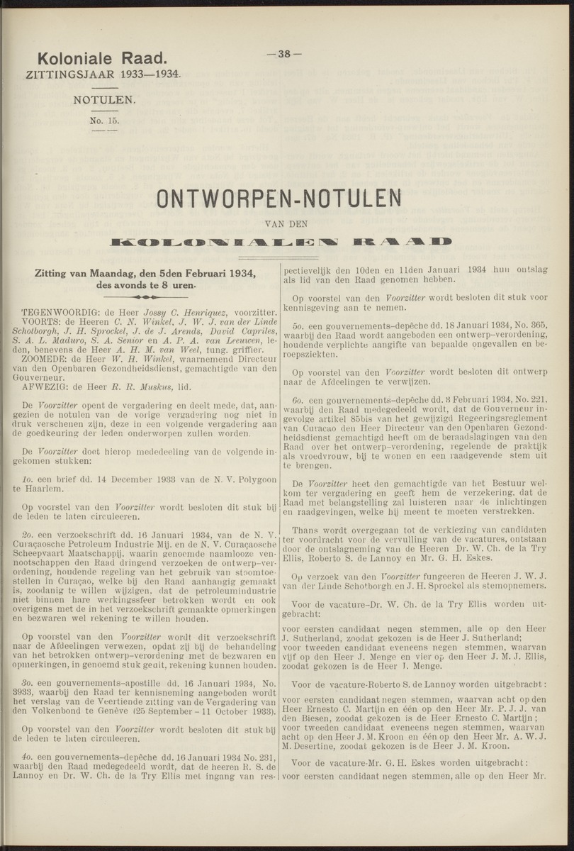 Notulen der zittingen - 