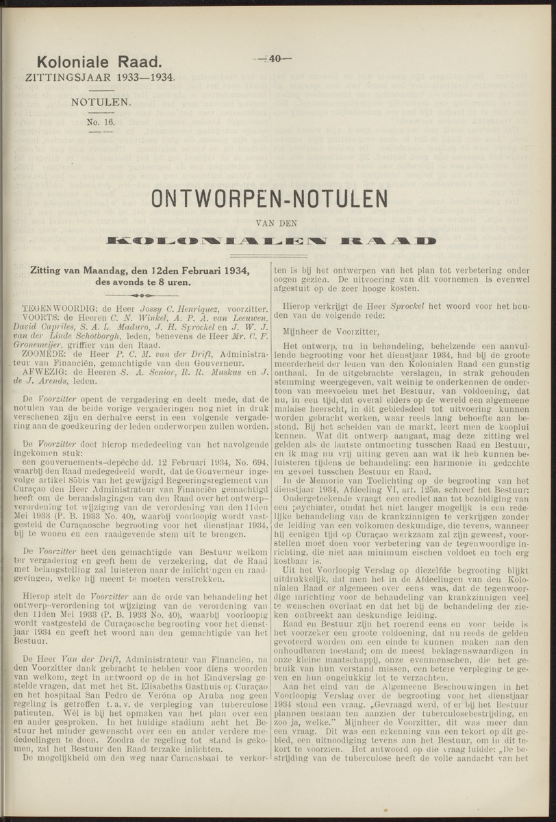Notulen der zittingen - 