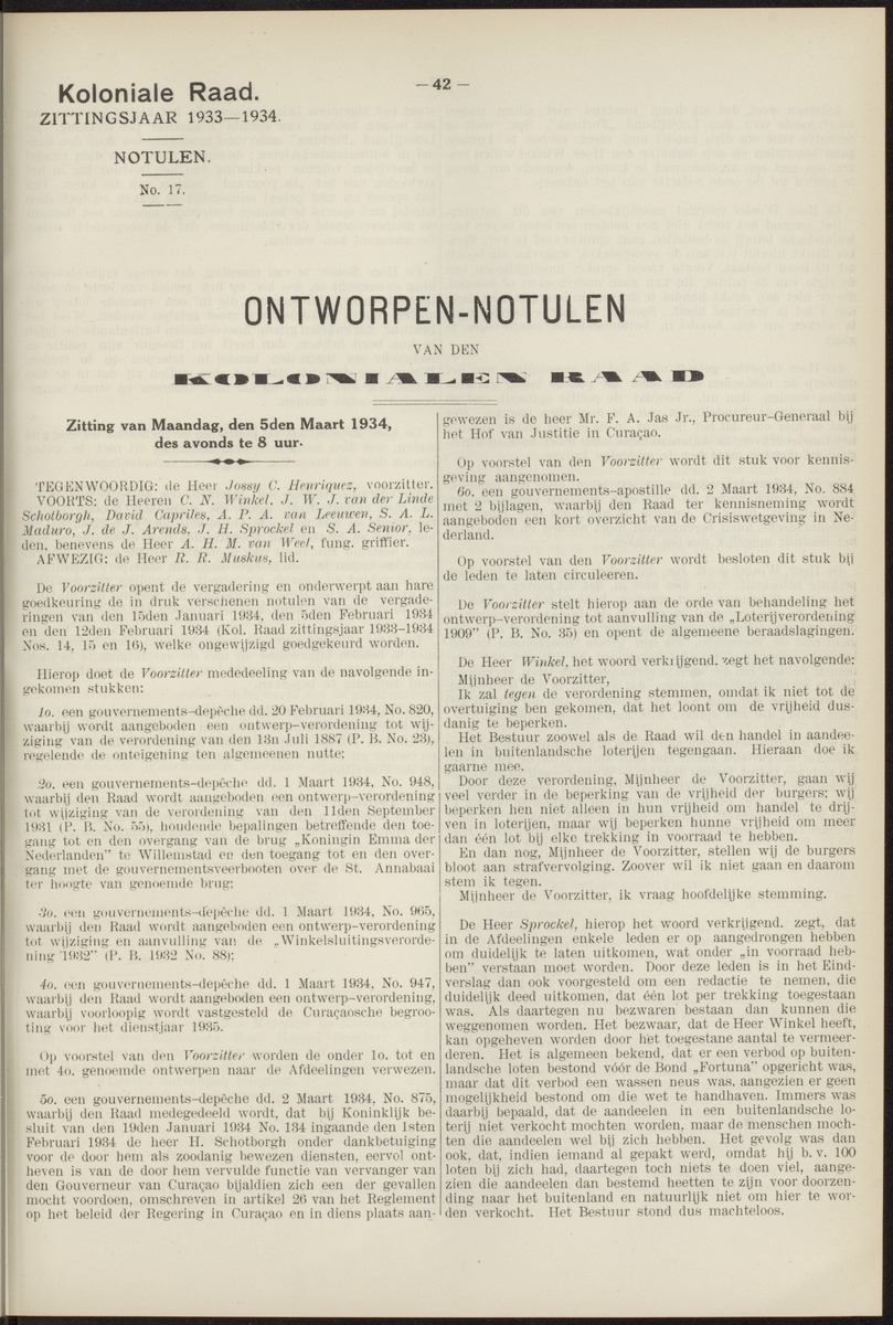 Notulen der zittingen - 