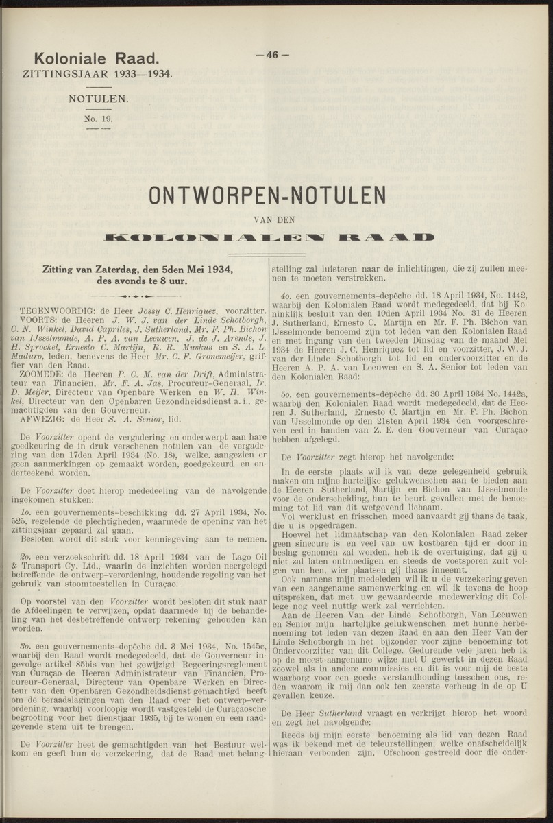 Notulen der zittingen - 
