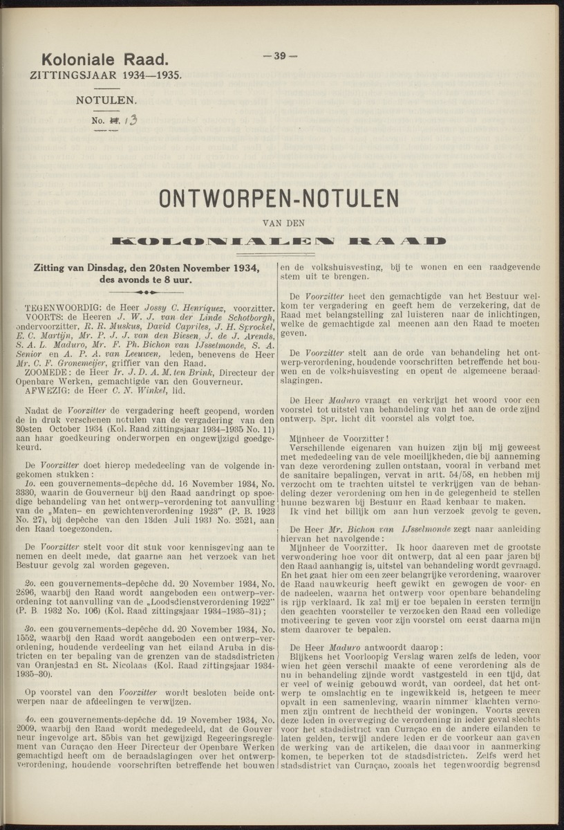 Notulen der zittingen - 