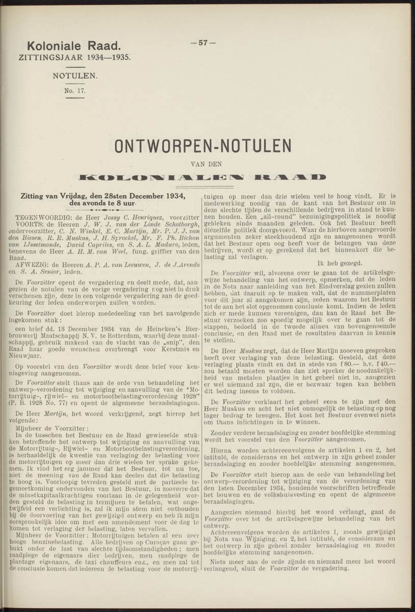 Notulen der zittingen - 