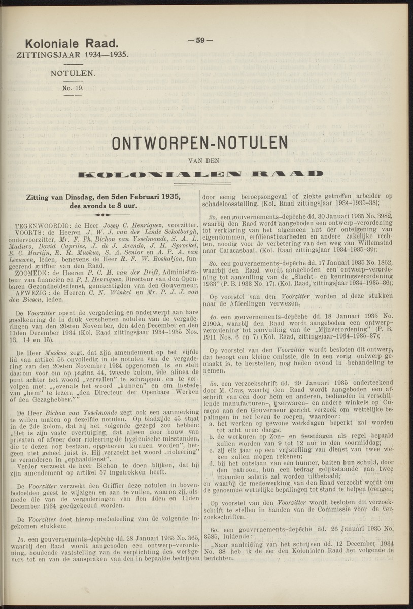 Notulen der zittingen - 