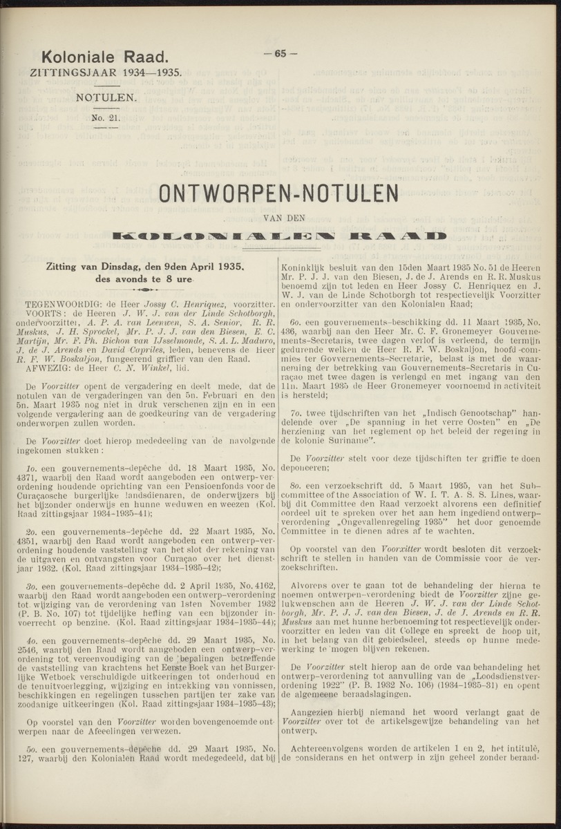 Notulen der zittingen - 