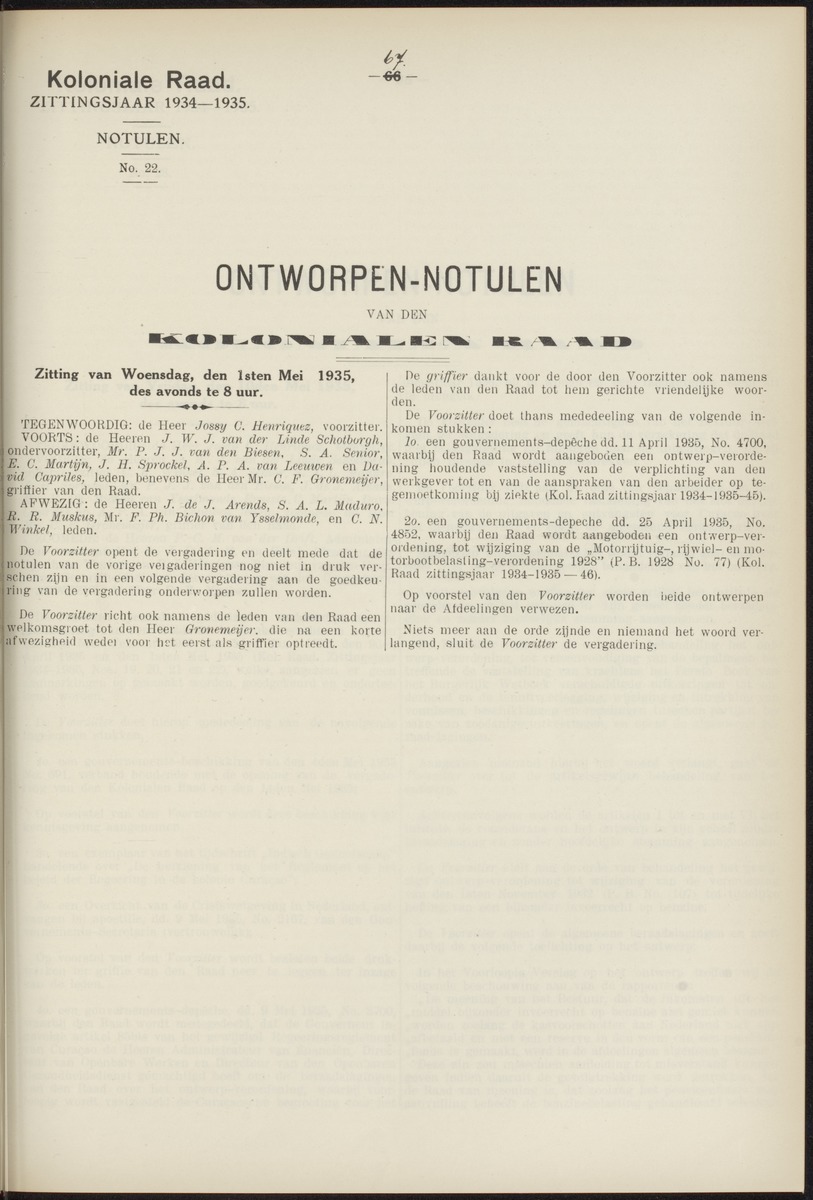 Notulen der zittingen - 