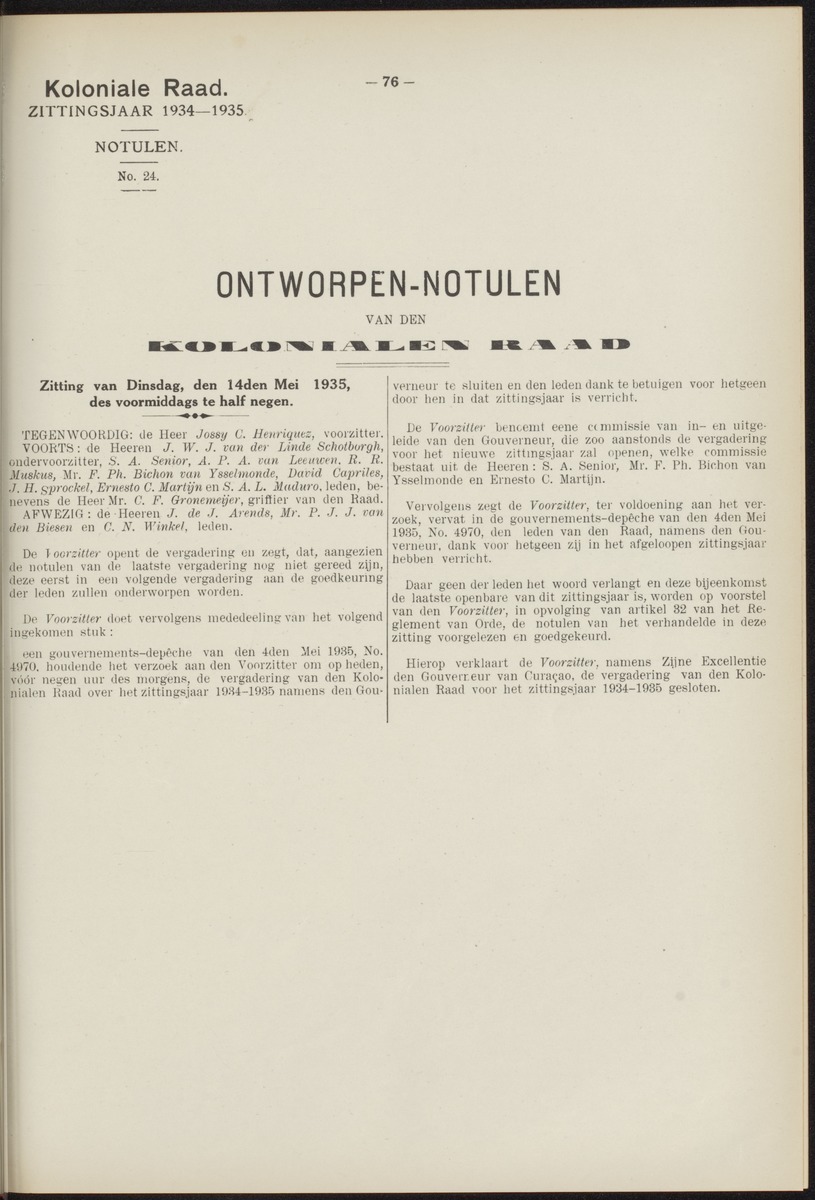 Notulen der zittingen - 