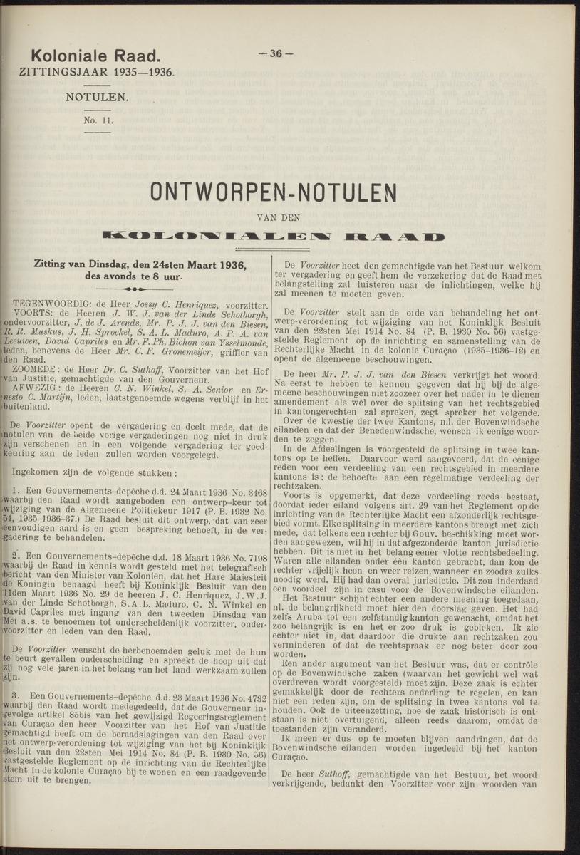 Notulen der zittingen - 