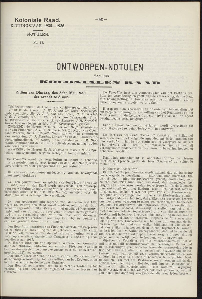 Notulen der zittingen - 