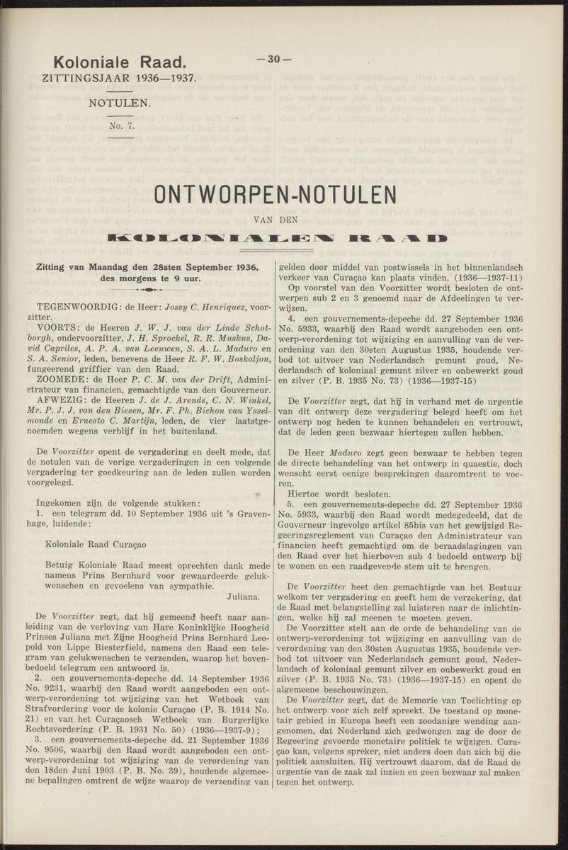 Notulen der zittingen - 
