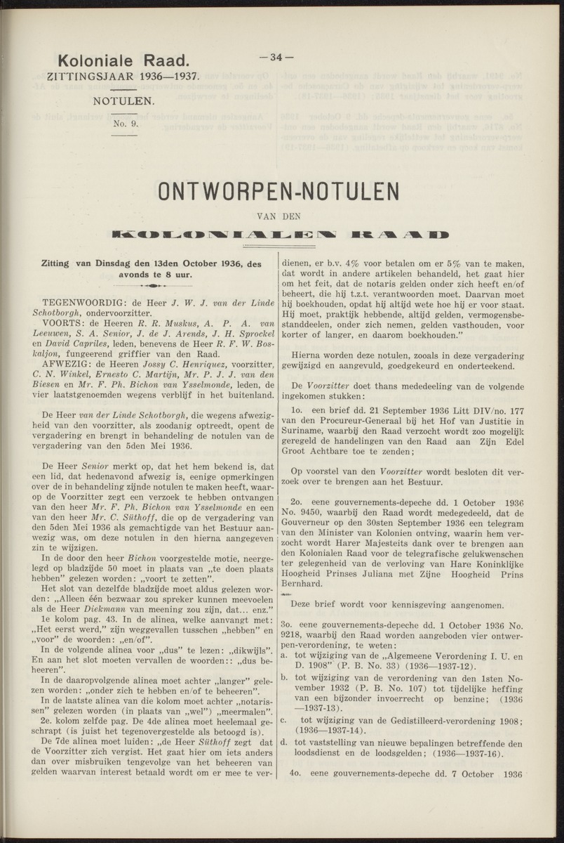 Notulen der zittingen - 