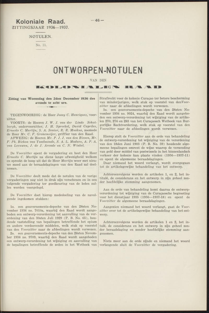 Notulen der zittingen - 