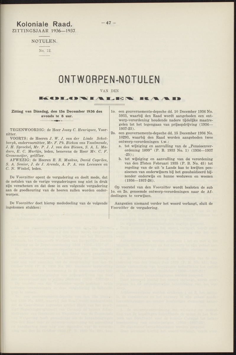 Notulen der zittingen - 